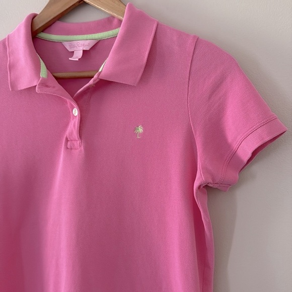Lilly Pulitzer Pink Island Polo Shirt Short Sleeve Pima Cotton Blend Y2K Size M - Picture 5 of 7